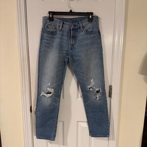 Levi’s 501 CT Customized Tapered Jeans Actual W28 L26 Distressed Button Fly